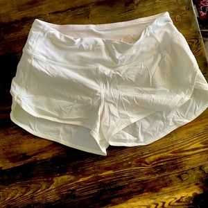 White Lululemon workout shorts